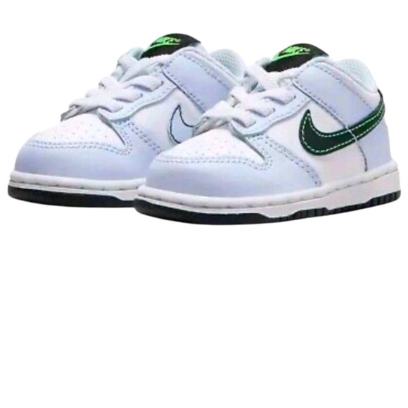 NIKE Toddler Dunk Low TD Grey Green Strike Sneakers Size 7C Unisex - Picture 2 of 10